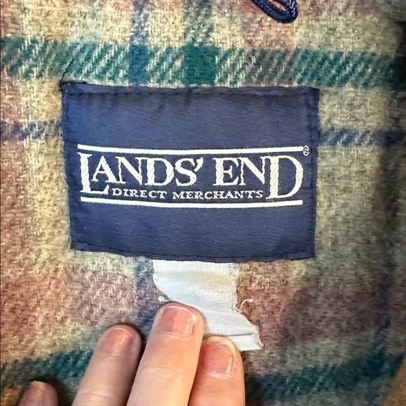 Lands' End Blue Parka with Plaid Interior - Picture 2 of 5